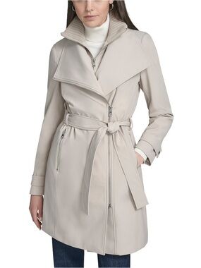 Calvin Klein Light Gray Belted Trench Coat